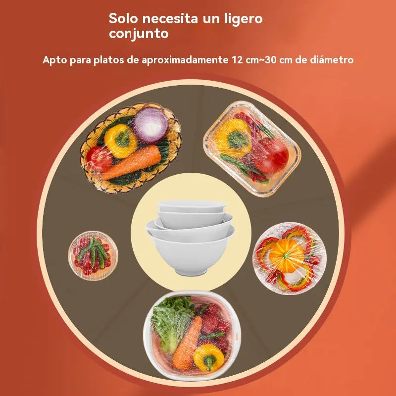 【100 uds】Tapa de frescura desechable de grado alimenticio,Protección de alimentos rápida y sencilla