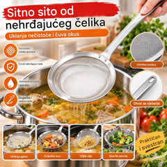 🍲 Set od 3 dijela 🍲 Žlica-cjedilo od nehrđajućeg čelika 304 | Lako filtrira pjenu i nečistoće!