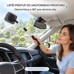 Výsuvný čistič čelného skla a okien s otočnou hlavicou o 180° a 2 mikrovláknovými krytmi